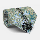 Cravate Tour Eiffel Design en marbre bleu (Roulé)