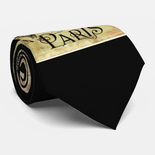Cravate Tour Eiffel Paris et Steampunk Rose rouge (Roulé)