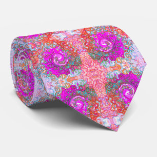 Cravate Tourbillon Abstrait Rétro Violet et Orange