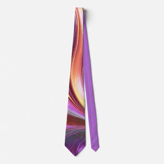 Cravate Tourbillon Abstrait Vivant Art Moderne Or Violet (Devant)
