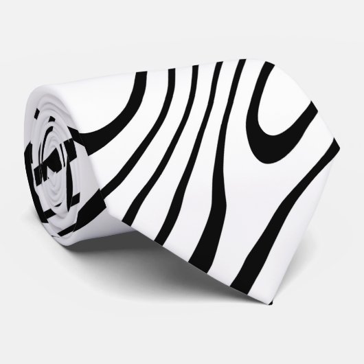 Cravate Tourbillon blanc noir Conception abstraite (Roulé)