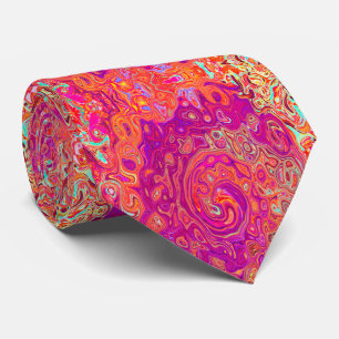 Cravate Tourbillon de marbre rétro abstrait corail et viol