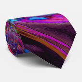 Cravate Tourbillon Floral Abstrait Rouge Froid, Bleu et Ro (Roulé)