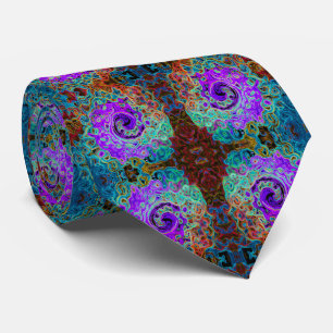 Cravate Tourbillon Liquide Abstrait Rétro Groovy de Couleu