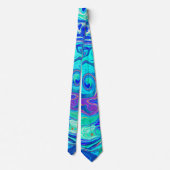 Cravate Tourbillon Liquide Bleu et Vert Groovy Abstrait Oc (Dos)
