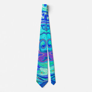 Cravate Tourbillon Liquide Groovy Abstrait Bleu et Vert Oc