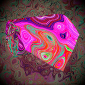 Cravate Tourbillon Liquide Rétro Magenta et Vert Abstrait