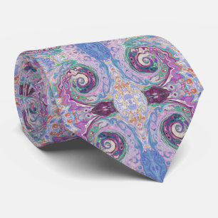 Cravate Tourbillon Rétro Abstrait Violet et Marron