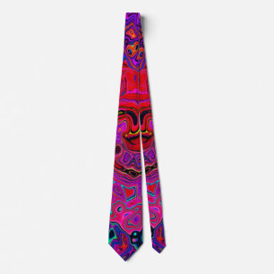 Cravate Tourbillon Rouge et Violet Abstrait Rétro Liquide