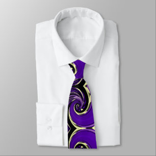 Cravate Tourbillon spirale jaune violet, motif de tourbill