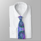Cravate Tourbillon Vert et Violet Abstrait Rétro Groovy (Attaché)