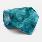 Cravate Tourbillons d'encre alcoolisée sarcelle turquoise (Roulé)