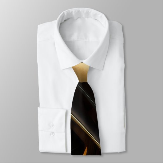 Cravate Tourbillons noir et or luxueux (Attaché)