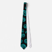 Cravate Tourbillons noirs et sarcelle aqua (Devant)