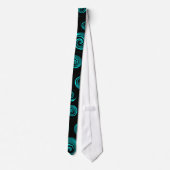 Cravate Tourbillons noirs et sarcelle aqua (Dos)