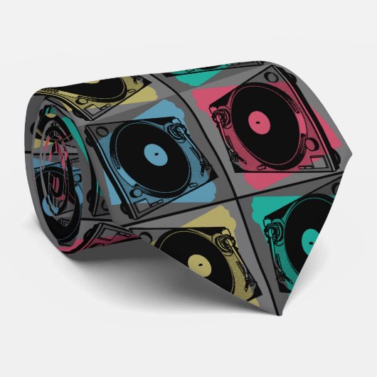 Cravate Tourne-disques d'art pop rétro (Roulé)