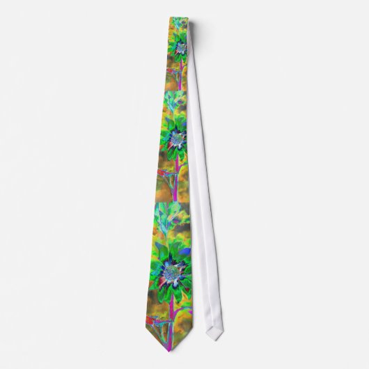 Cravate tournesol Abstrait vert or | retro funky (Devant)