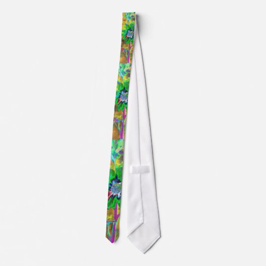 Cravate tournesol Abstrait vert or | retro funky (Dos)