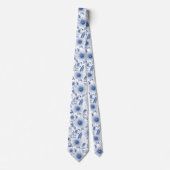 Cravate Tournesol bleu floral rustique (Devant)
