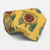 Cravate Tournesol Vintage Damas Fleur Motif Art (Roulé)