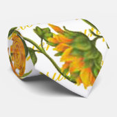 Cravate Tournesols et texte (Roulé)
