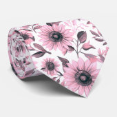 Cravate Tournure Florale Tournesol Rose Rustique (Roulé)