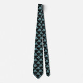 Cravate Tourterelles Tropical Metallic Blue & Gold Palm Le (Devant)