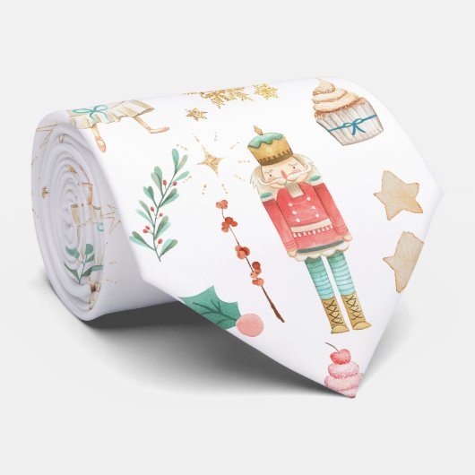 Cravate Tout Casse-Noisette Noël Blanc (Roulé)