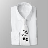 Cravate Tracé noir et blanc Cartoon Pet Paw Tracé (Attaché)