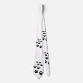 Cravate Tracé noir et blanc Cartoon Pet Paw Tracé (Devant)