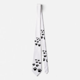 Cravate Tracé noir et blanc Cartoon Pet Paw Tracé
