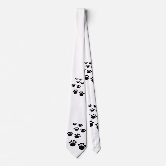 Cravate Tracé noir et blanc Cartoon Pet Paw Tracé (Devant)