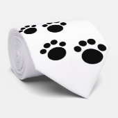 Cravate Tracé noir et blanc Cartoon Pet Paw Tracé (Roulé)