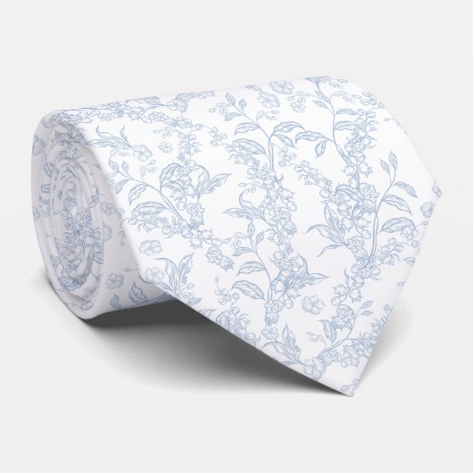 Cravate Traditional Toile-De-Jouy Chinoiserie Pattern (Roulé)