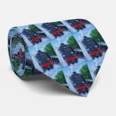 Cravate Train à vapeur à la peinture de la gare (Roulé)