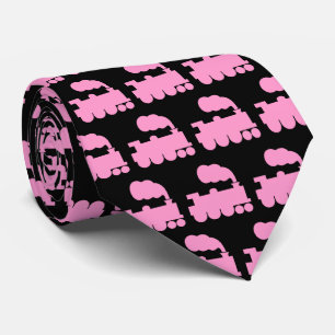 Cravate Train à vapeur Motif - rose sur noir