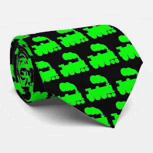 Cravate Train à vapeur Motif - Vert sur noir