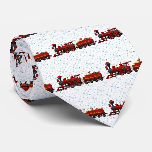 Cravate train de noël de l'express du pôle nord (Roulé)