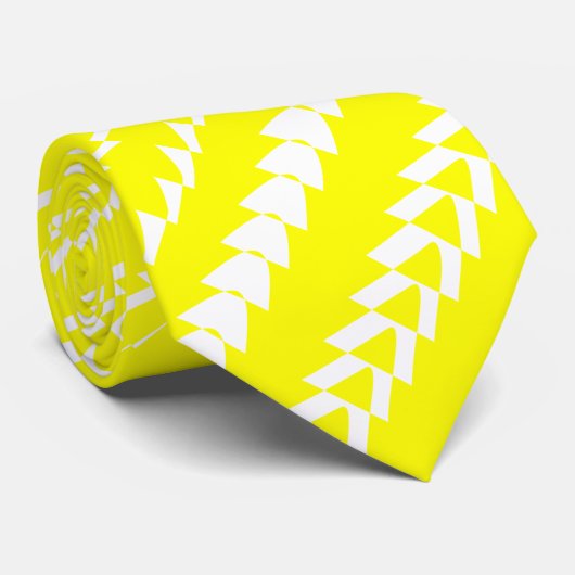 Cravate Trance Party - Jaune et Blanc (Roulé)