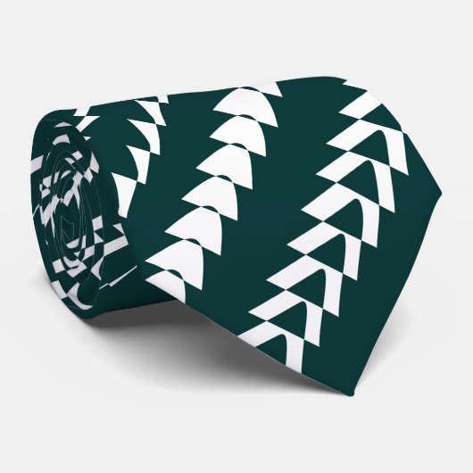 Cravate Trance Party - Vert foncé et blanc (Roulé)