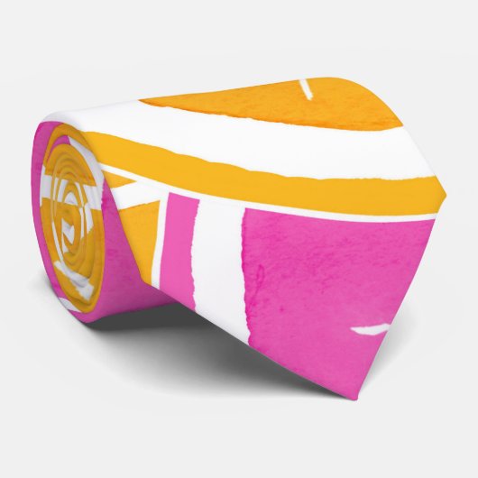 Cravate Tranches d'agrumes rose orange (Roulé)