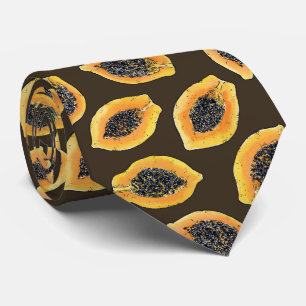 Cravate Tranches de Papaya sur brun foncé