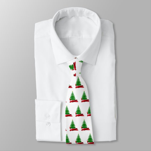 Cravate Tree with Red Ribbon Christmas (Attaché)
