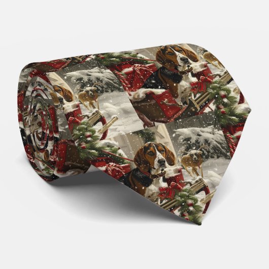 Cravate Treeing Walker Coonhound Dog Christmas Festive (Roulé)