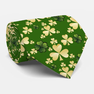 Cravate Trèfle beige et vert