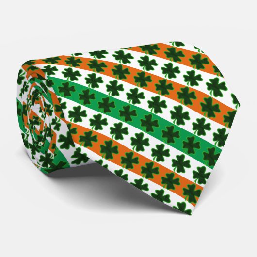 Cravate Trèfle Rayures Irlandaises St. Patrick's Day (Roulé)