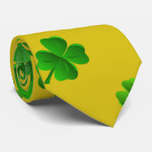Cravate Trèfle sur fond doré pour la Saint-Patrick irlanda (Roulé)