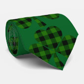 Cravate trèfles écossais noir vert de la St-Patrick (Roulé)