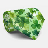 Cravate Trèfles irlandais jour de la Saint-Patrick (Roulé)