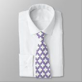 Cravate Trellis blanc et violet, treillis, Quatrefoil (Attaché)